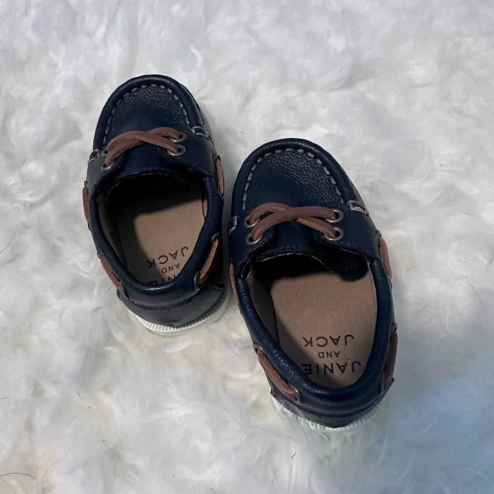 Janie & Jack Leather Baby Toddler Boat Shoe | Size 4c